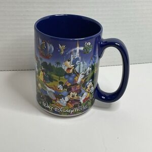 Walt Disney World Parks Pixar Dark Blue Mug Goofy Minnie Mickey Princess Castle